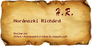 Horánszki Richárd névjegykártya